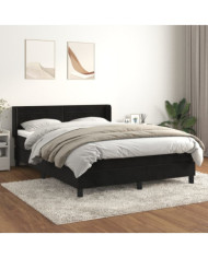 Sommier à lattes de lit avec matelas Noir 140x200 cm Velours | Mobilier & Déco