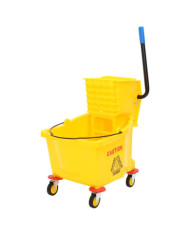 Seau à serpillière avec essoreuse et roues jaune 36 L PP | Mobilier & Déco