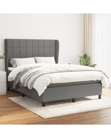 Sommier à lattes de lit avec matelas Gris foncé 140x190cm Tissu | Mobilier & Déco