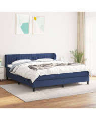 Sommier à lattes de lit avec matelas Bleu 180x200 cm Tissu | Mobilier & Déco