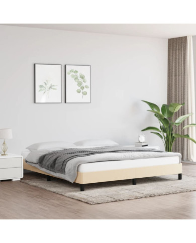 Cadre de lit sans matelas crème 160x200 cm tissu | Mobilier & Déco