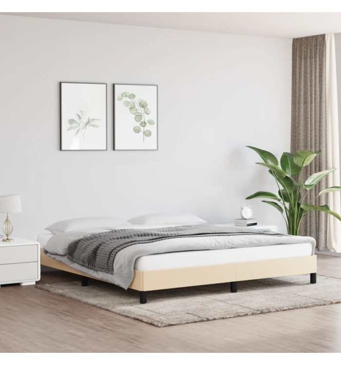 Cadre de lit sans matelas crème 160x200 cm tissu | Mobilier & Déco