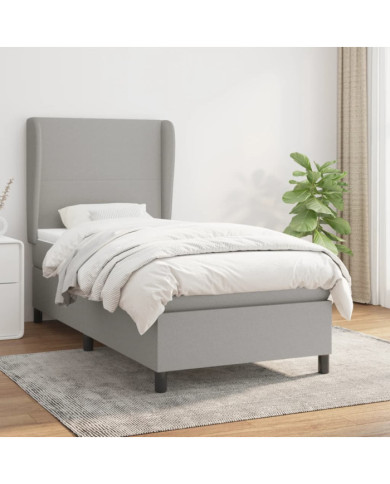 Sommier à lattes de lit et matelas Gris clair 90x190 cm Tissu | Mobilier & Déco