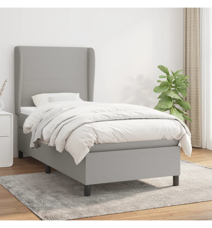 Sommier à lattes de lit et matelas Gris clair 90x190 cm Tissu | Mobilier & Déco