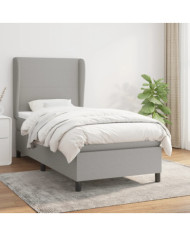 Sommier à lattes de lit et matelas Gris clair 90x190 cm Tissu | Mobilier & Déco