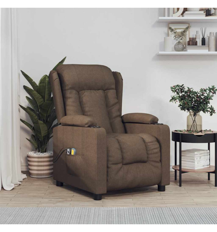 Fauteuil électrique de massage Marron Tissu | Mobilier & Déco
