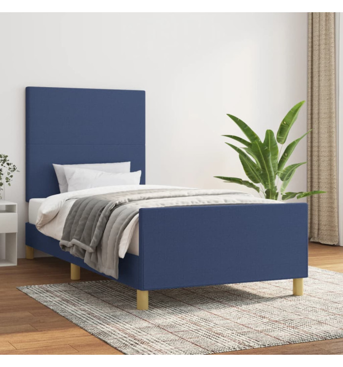 Cadre de lit sans matelas bleu 90x200 cm tissu | Mobilier & Déco