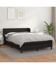 Sommier à lattes de lit avec matelas Noir 140x190 cm Similicuir | Mobilier & Déco