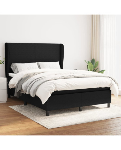 Sommier à lattes de lit avec matelas Noir 140x190 cm Tissu | Mobilier & Déco