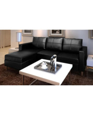 Canapé sectionnel à 3 places Cuir synthétique Noir | Mobilier & Déco