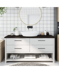 Comptoir de salle de bain marron foncé bois massif traité | Mobilier & Déco
