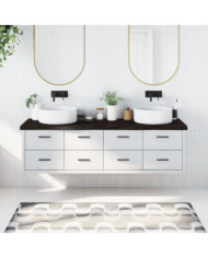 Comptoir de salle de bain marron foncé bois massif traité | Mobilier & Déco