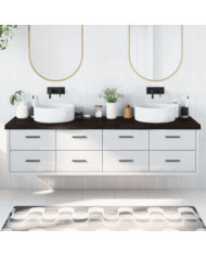 Comptoir de salle de bain marron foncé bois massif traité | Mobilier & Déco