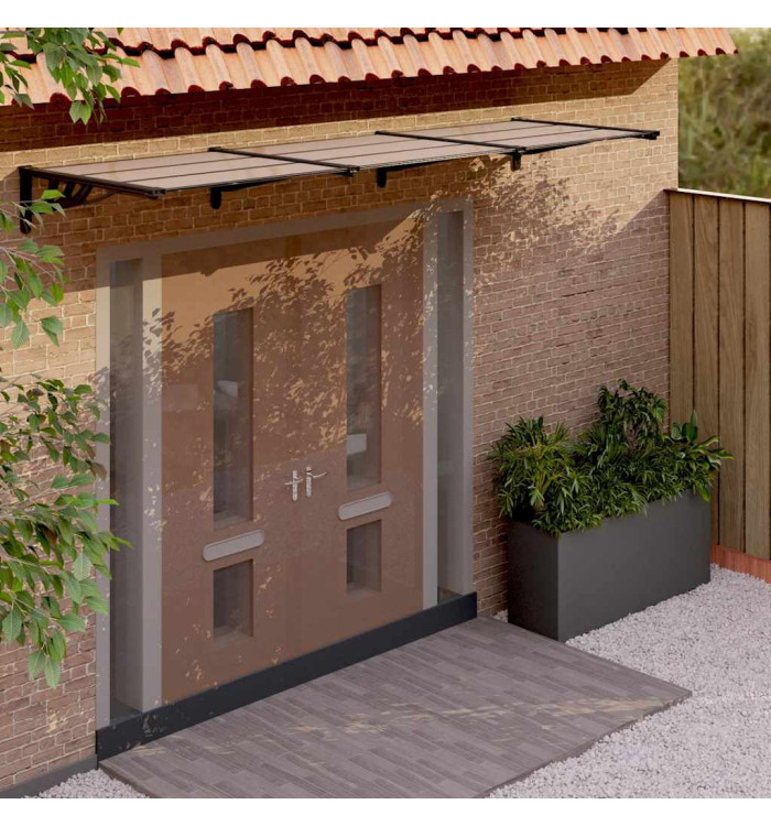 Auvent de porte Noir 358,5x90 cm Polycarbonate | Mobilier & Déco
