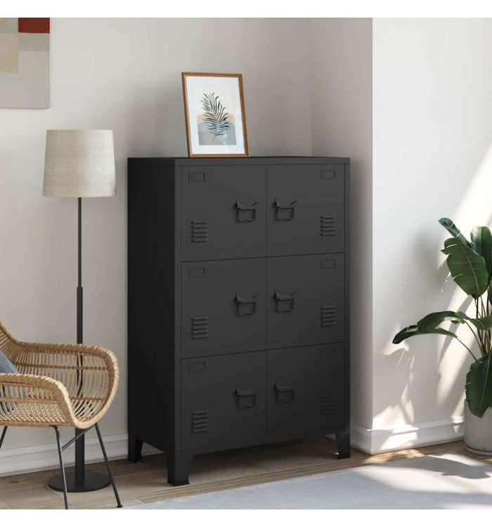 Coffre de rangement industriel Noir 75x40x115 cm Métal | Mobilier & Déco