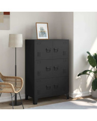 Coffre de rangement industriel Noir 75x40x115 cm Métal | Mobilier & Déco