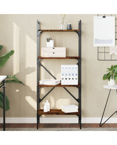 Bibliothèque à 4 niveaux chêne fumé 56x31,5x138,5 cm | Mobilier & Déco
