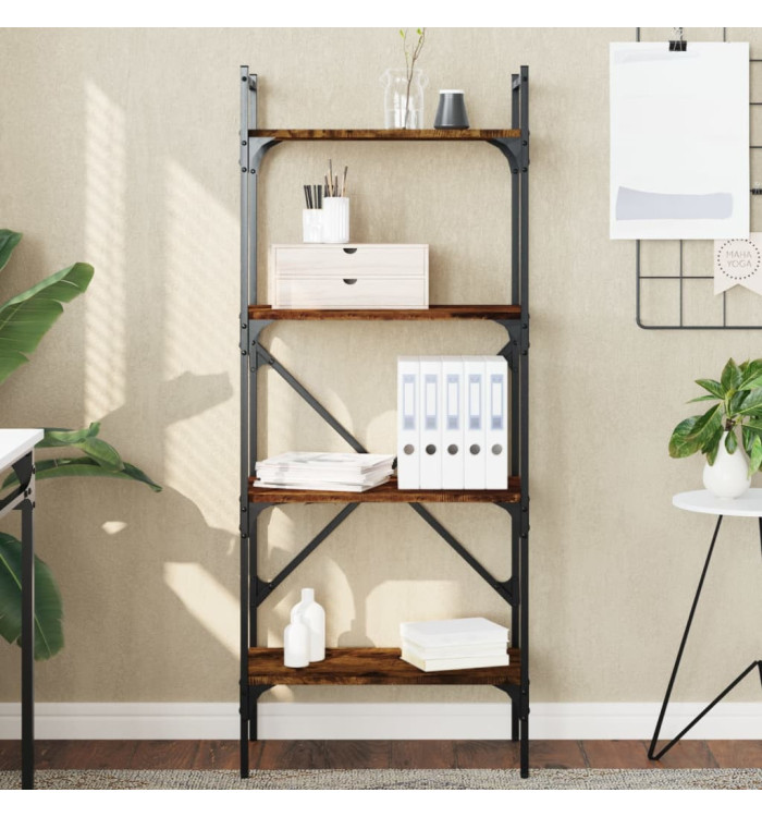 Bibliothèque à 4 niveaux chêne fumé 56x31,5x138,5 cm | Mobilier & Déco