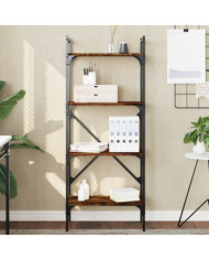Bibliothèque à 4 niveaux chêne fumé 56x31,5x138,5 cm | Mobilier & Déco