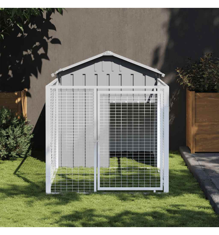 Niche pour chien avec cour gris clair 117x201x123 cm | Mobilier & Déco