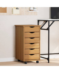 Armoire roulante avec tiroirs MOSS bois de pin marron miel | Mobilier & Déco