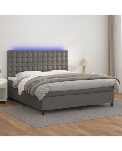 Sommier à lattes de lit avec matelas et LED Gris 180x200 cm | Mobilier & Déco