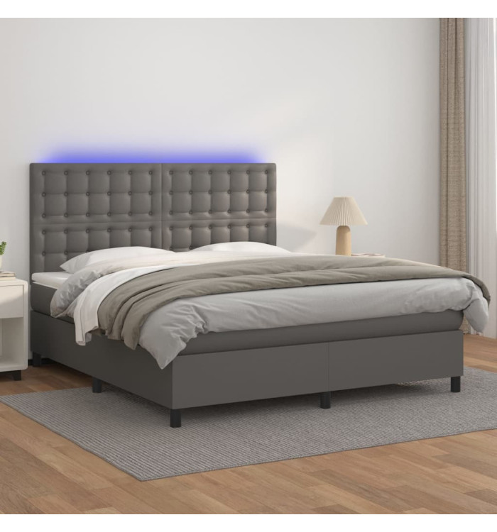 Sommier à lattes de lit avec matelas et LED Gris 180x200 cm | Mobilier & Déco