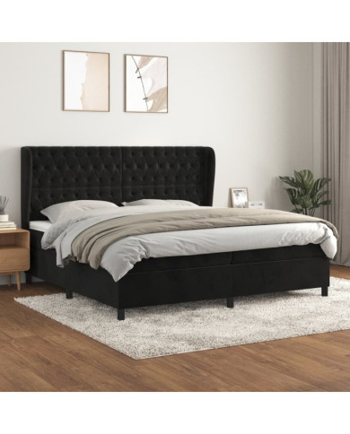 Sommier à lattes de lit et matelas Noir 200x200 cm Velours | Mobilier & Déco