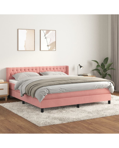 Sommier à lattes de lit avec matelas Rose 180x200 cm Velours | Mobilier & Déco