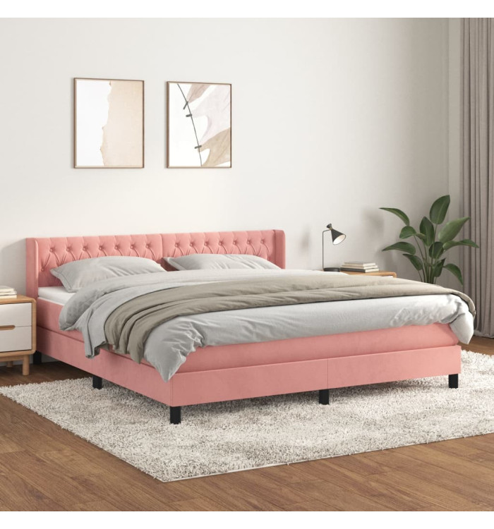 Sommier à lattes de lit avec matelas Rose 180x200 cm Velours | Mobilier & Déco