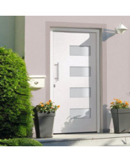 Porte d'entrée Aluminium et PVC Blanc 110x210 cm | Mobilier & Déco