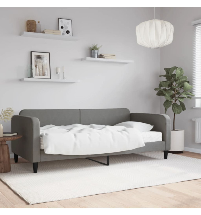 Lit de jour avec matelas gris foncé 90x190 cm tissu | Mobilier & Déco
