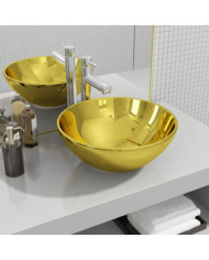 Lavabo 32,5 x 14 cm Céramique Doré | Mobilier & Déco