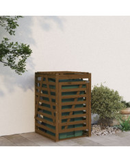 Abri pour poubelle sur roulettes marron miel bois massif de pin | Mobilier & Déco