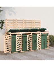 Abri de poubelles quadruple sur roulettes bois massif pin | Mobilier & Déco