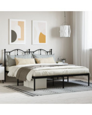 Cadre de lit métal sans matelas et tête de lit noir 180x200 cm | Mobilier & Déco
