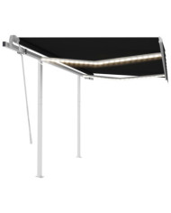Auvent manuel rétractable avec LED 3x2,5 m Anthracite | Mobilier & Déco