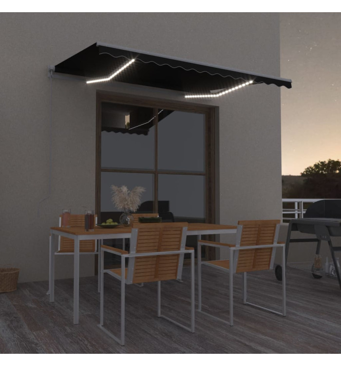 Auvent manuel rétractable avec LED 300x250 cm Anthracite | Mobilier & Déco
