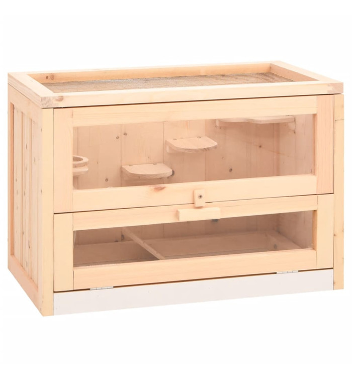 Cage à hamster 60x35,5x42 cm bois massif de sapin | Mobilier & Déco
