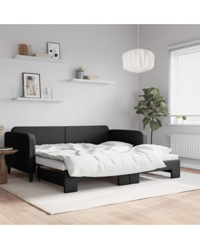Lit de jour avec gigogne sans matelas noir 100x200 cm | Mobilier & Déco