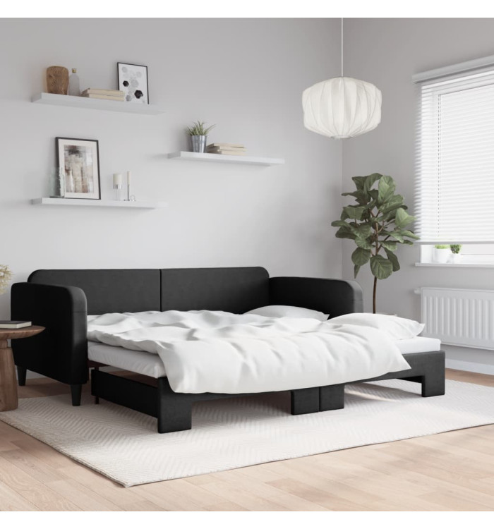 Lit de jour avec gigogne sans matelas noir 100x200 cm | Mobilier & Déco
