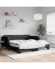 Lit de jour avec gigogne sans matelas noir 100x200 cm | Mobilier & Déco