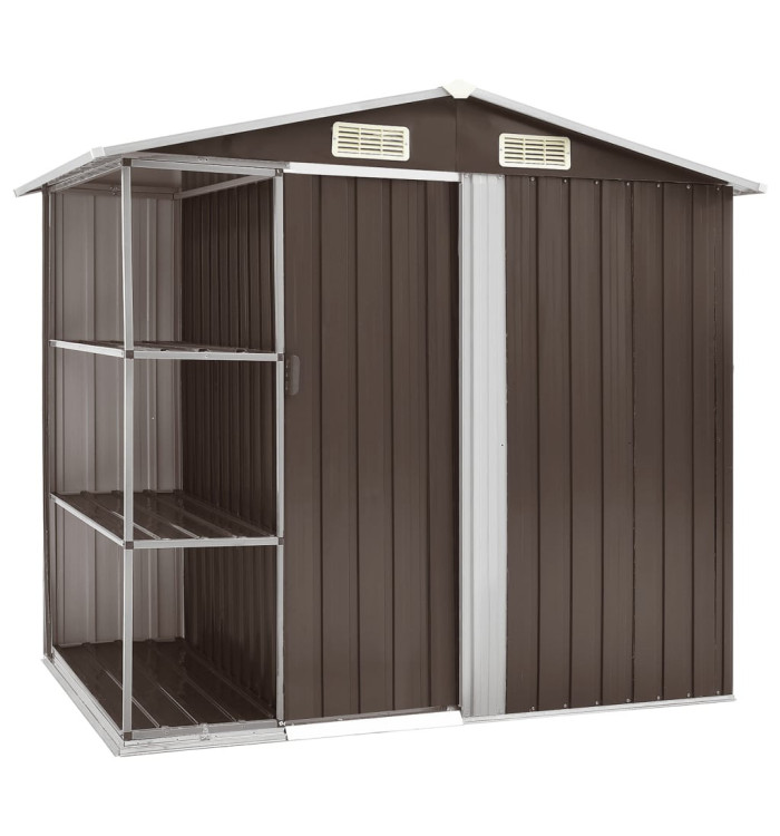 Abri de jardin avec étagère Marron 205x130x183 cm Fer | Mobilier & Déco