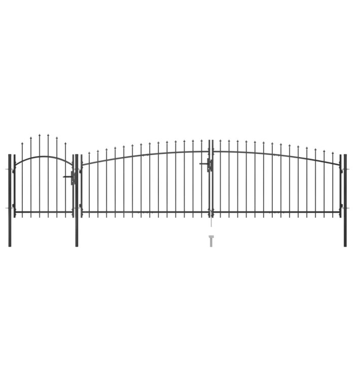 Portail de clôture de jardin avec dessus en lance 5x1,5 m Noir | Mobilier & Déco