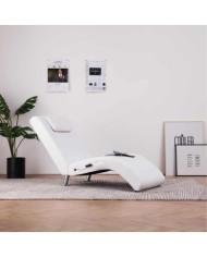 Chaise longue de massage avec oreiller Blanc Similicuir | Mobilier & Déco