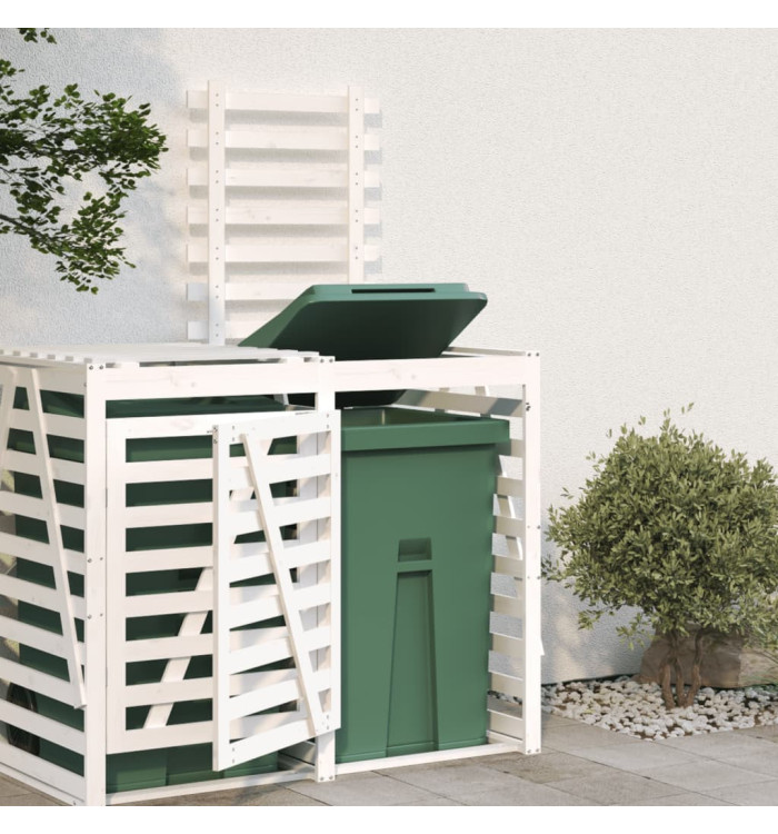 Extension d'abri de poubelle sur roulettes blanc pin massif | Mobilier & Déco