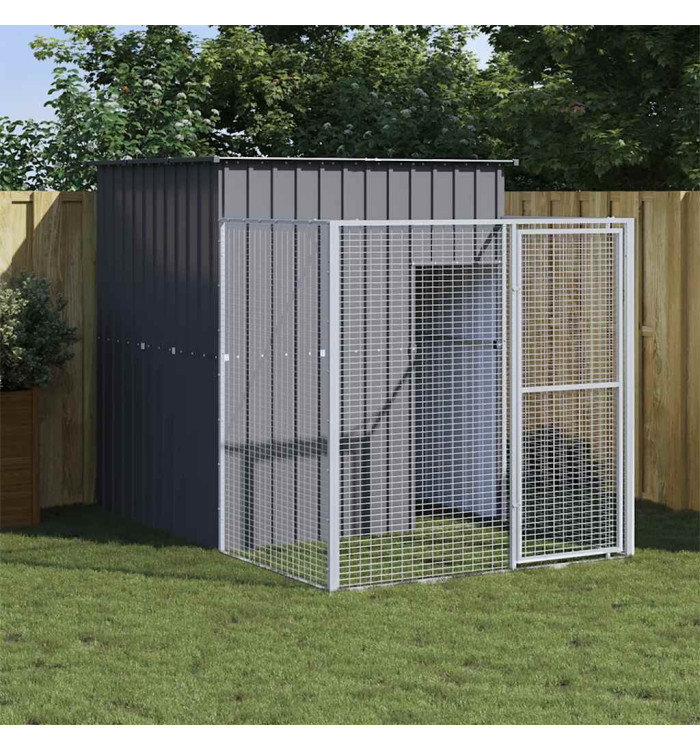Niche pour chien avec cour anthracite 165x251x181 cm | Mobilier & Déco