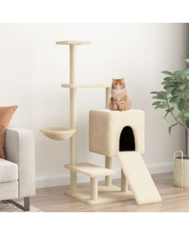 Arbre à chat avec griffoirs en sisal crème 130,5 cm | Mobilier & Déco