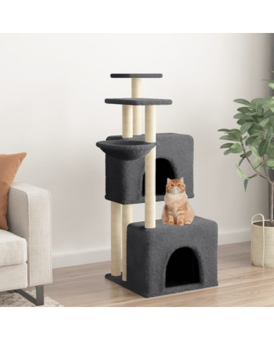 Arbre à chat avec griffoirs en sisal gris foncé 122 cm | Mobilier & Déco