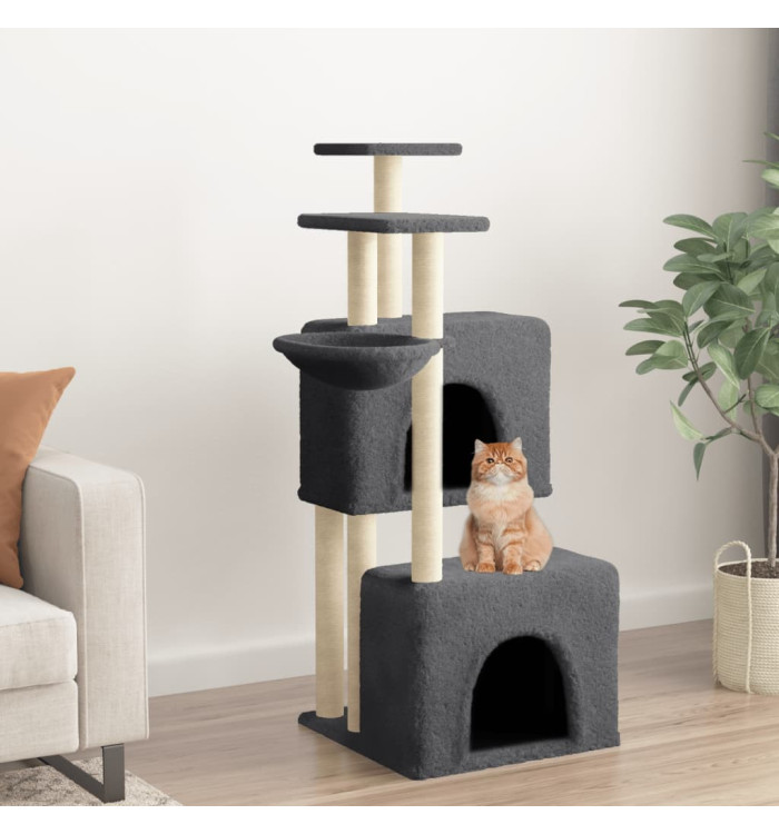 Arbre à chat avec griffoirs en sisal gris foncé 122 cm | Mobilier & Déco
